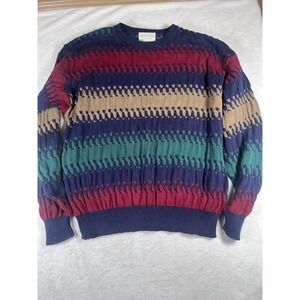 Lord Jeff Sweater Mens XL Multicolor Striped Cotton Crewneck Pullover USA